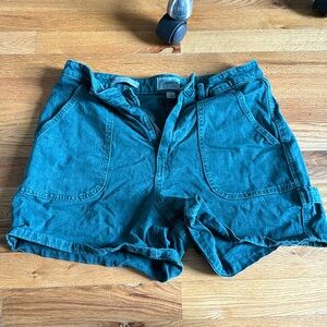 Green high waisted jean shorts